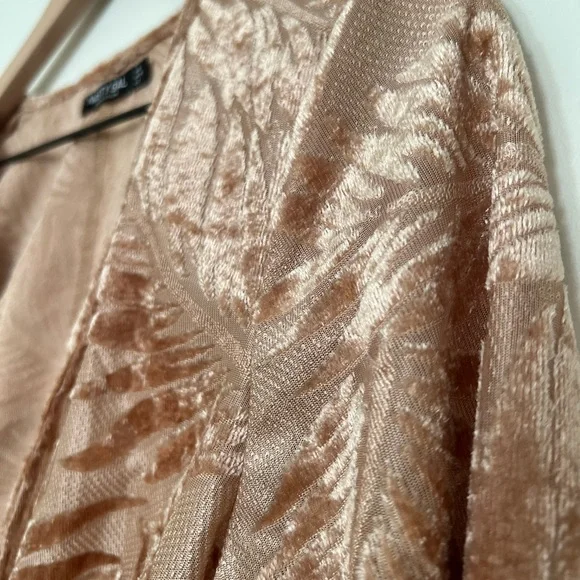 Nasty Gal Crushed Velvet Bell Sleeve Crop Top - Pink - US Size 2 - Picture 4 of 5